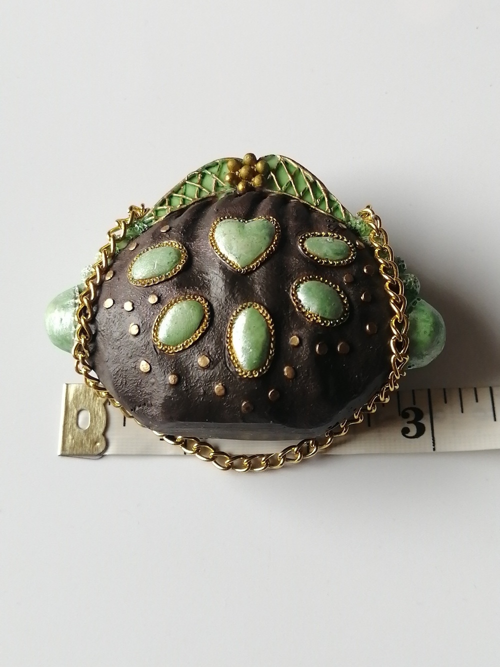 2/$20🔹Vintage Miniature Purse Ceramic Resin Figurine Brown Mint Turquoise - Picture 8 of 10